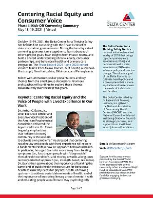 Center Racial Equity and Consumer Voice: Phase II Kickoff Convening Summary thumbnail